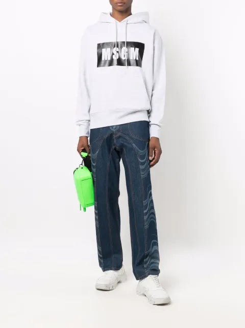 MSGM logo-print cotton hoodie
