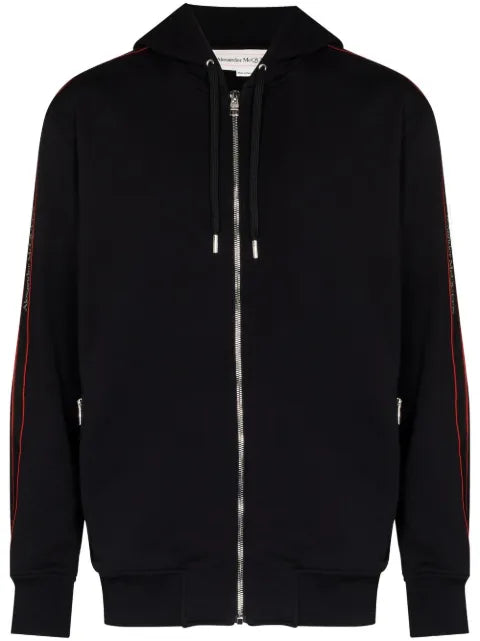 Alexander McQueen logo-tape zip-up hoodie