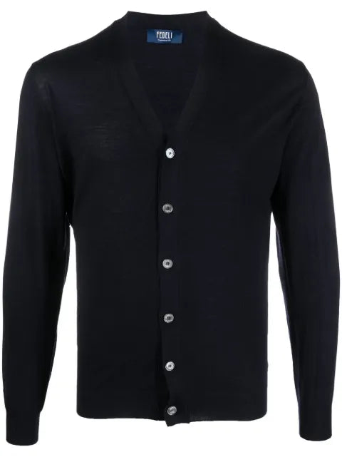 Fedeli wool button-fastening cardigan