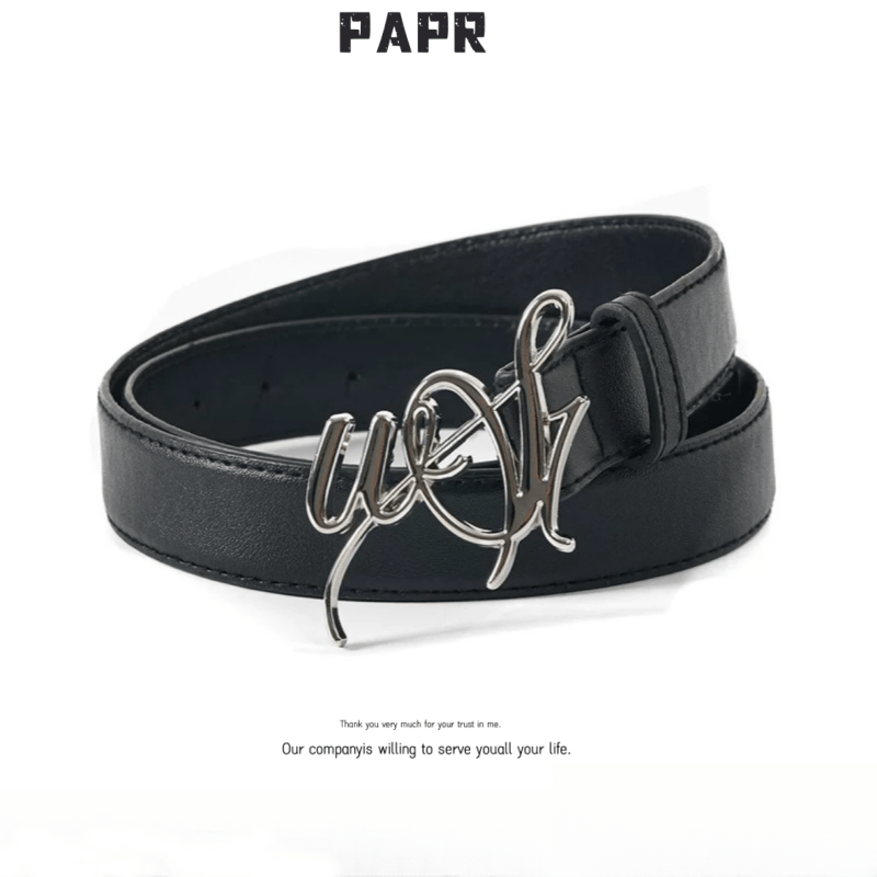 WESTAYONE Leather Belt Signature Logo Metal Buckle Women Fashion Waist