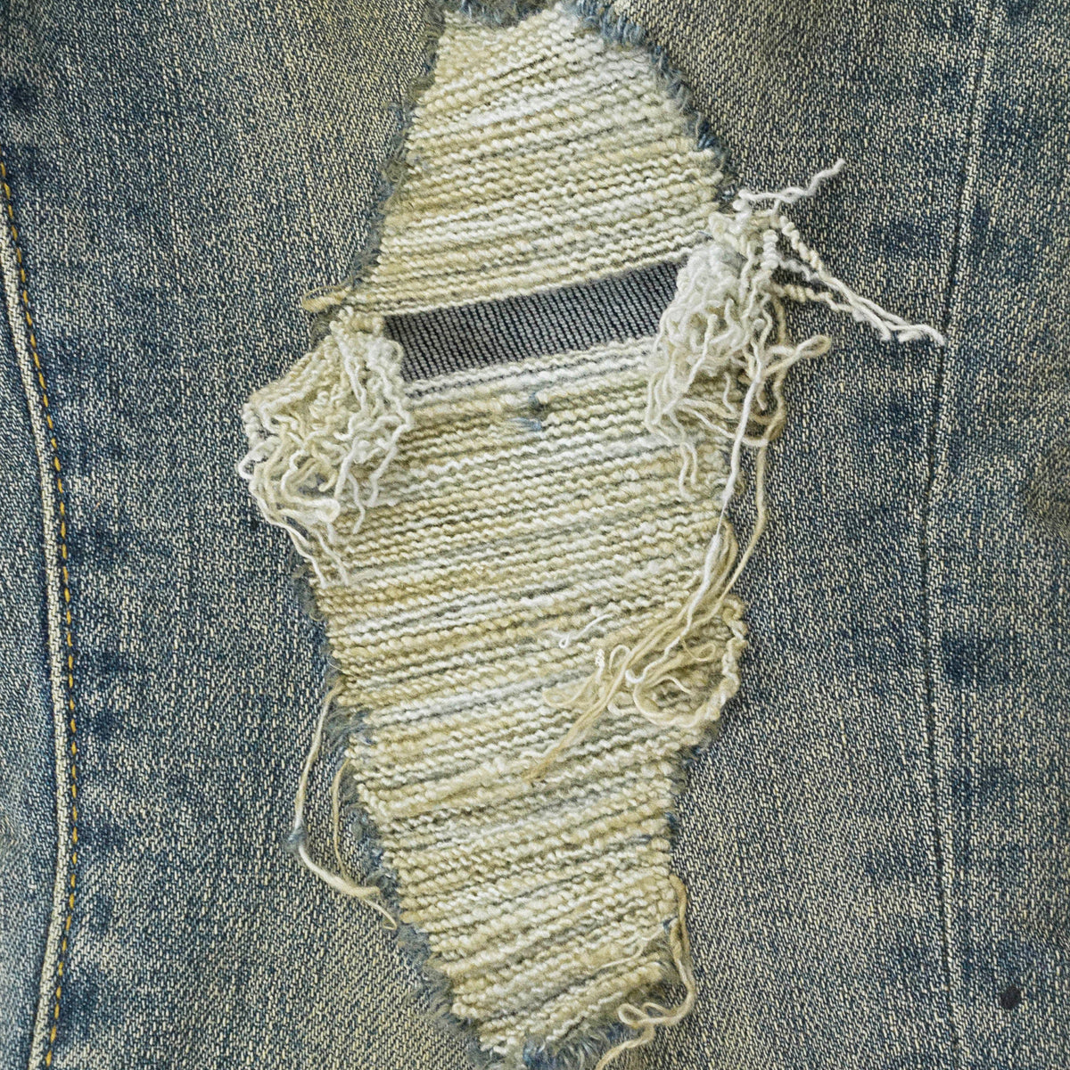 MID INDIGO TAPERED LEG DESTROY PAINT SKINNY JEANS