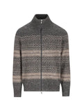 Brunello Cucinelli alpaca, cashmere and wool nordic jacquard high-neck cardigan with zip