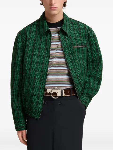 Marni checked wool-cotton jacket with zip