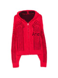 Aries fluffly column chenille reversible zip-thru hoodie