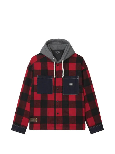 izzue check-pattern drawstring-hood jacket