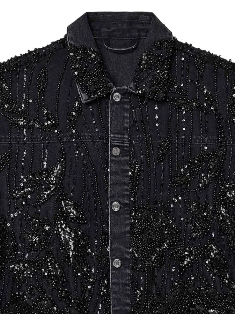 Purple Brand bead-embellished denim vest