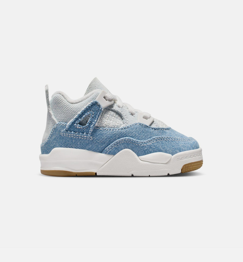 Air Jordan 4 Retro Worn Blue | Infant/Toddler Lifestyle Shoe | Sail/Worn Blue/Metallic Gold
