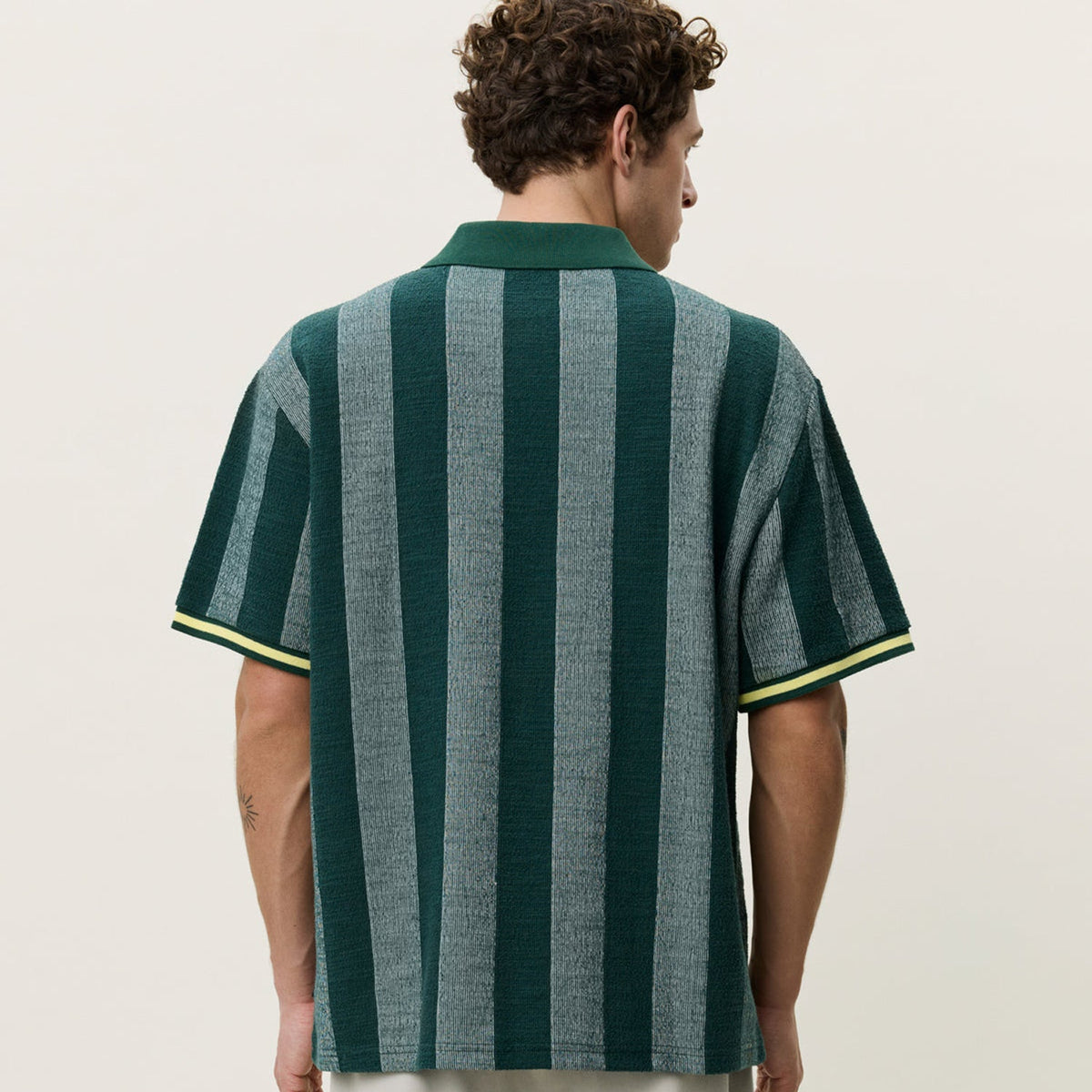 Les Deux Stripe Jacquard Football Jersey: Pine Green