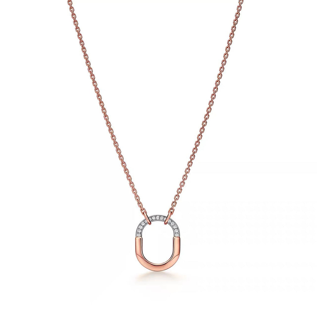 Tiffany Style Lock Cubic Zirconia 18K Gold-Plated Necklace