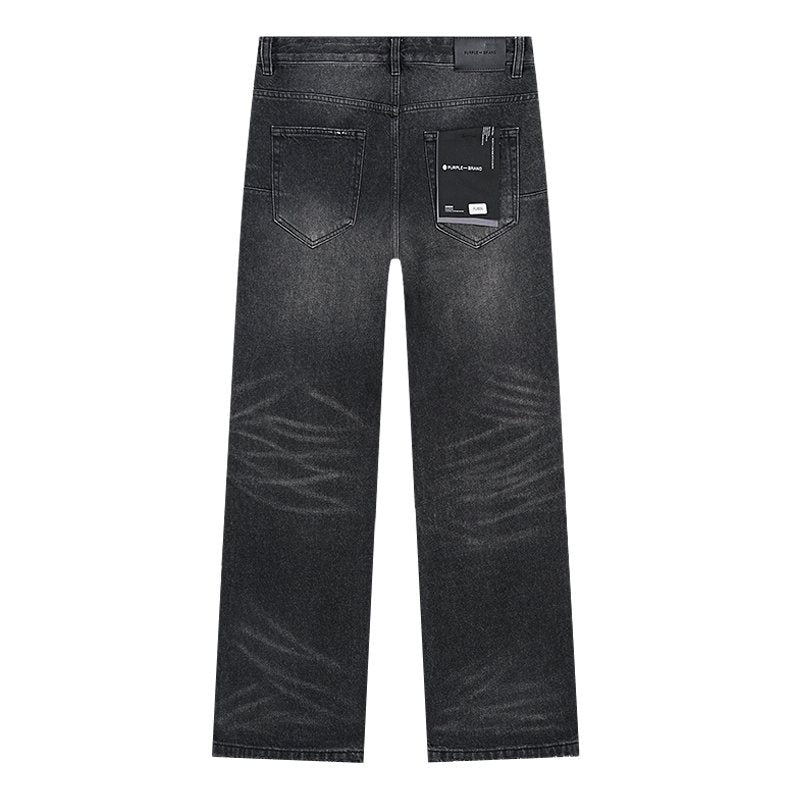 Purple Brand Black Distressed Ripped-Knee Jeans
