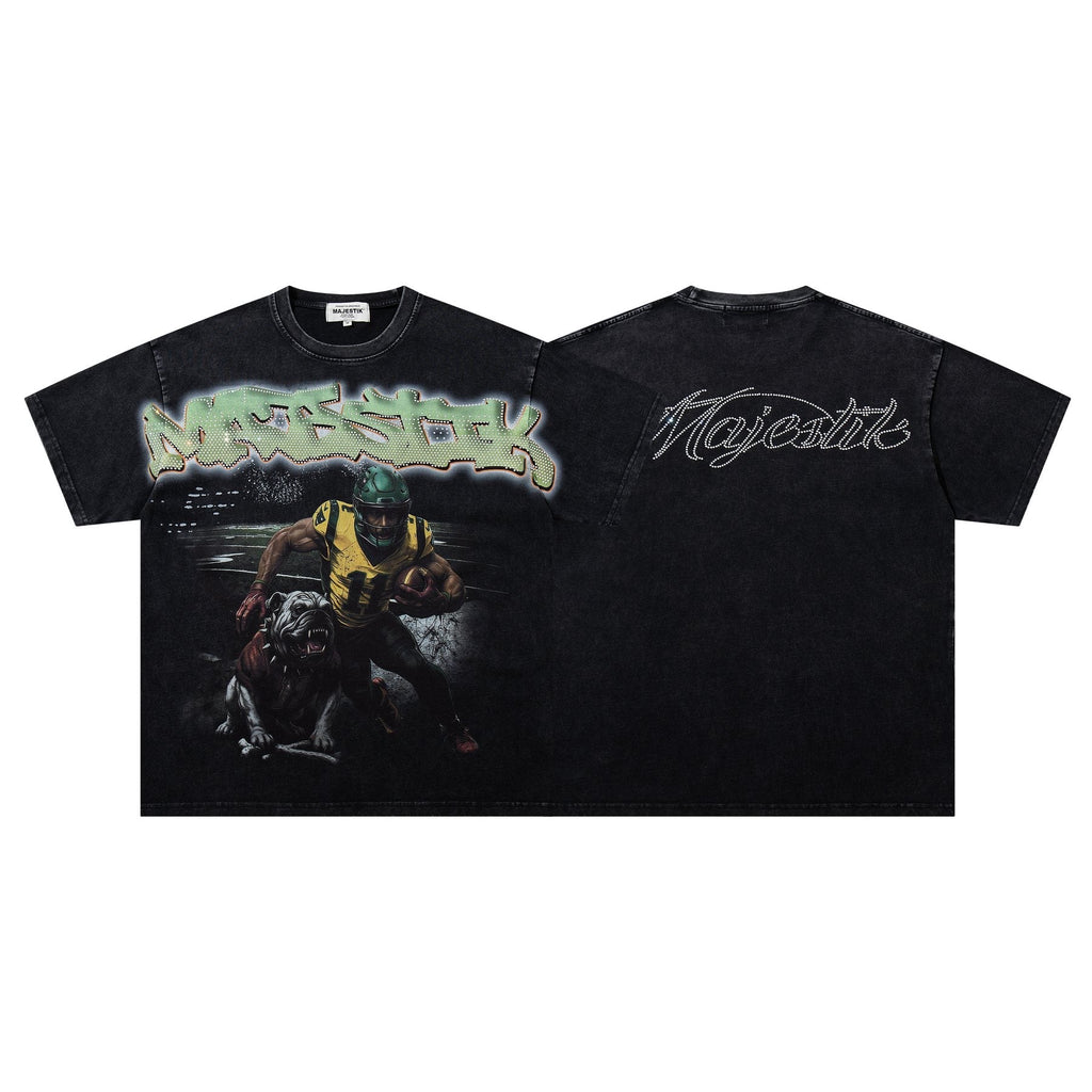 MAJESTIK Football Dog Graphic Short-Sleeve T-Shirt
