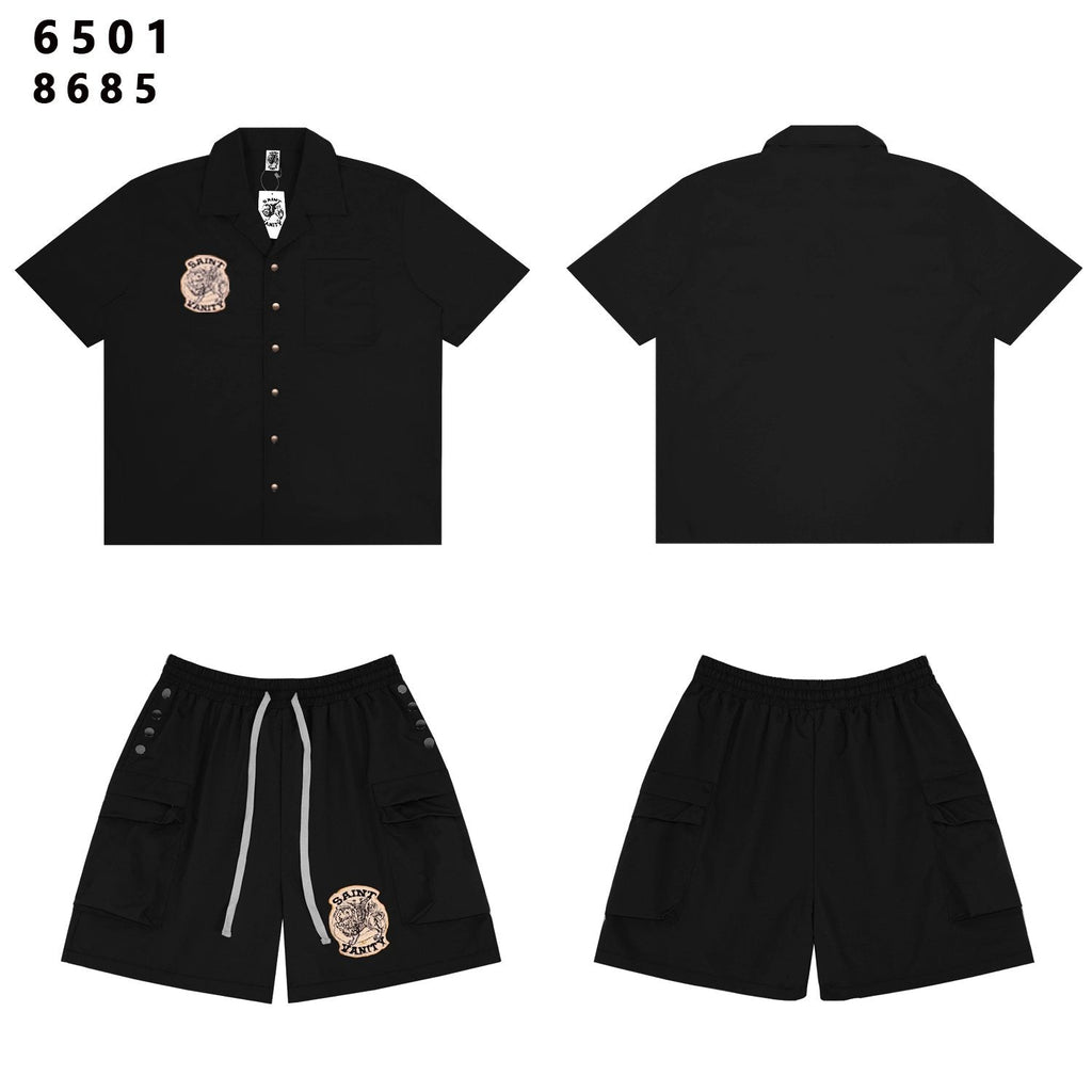 SAINT Tiger Patch Camp-Collar Shirt & Shorts Set