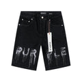 Purple Brand Black Rhinestone Denim Shorts