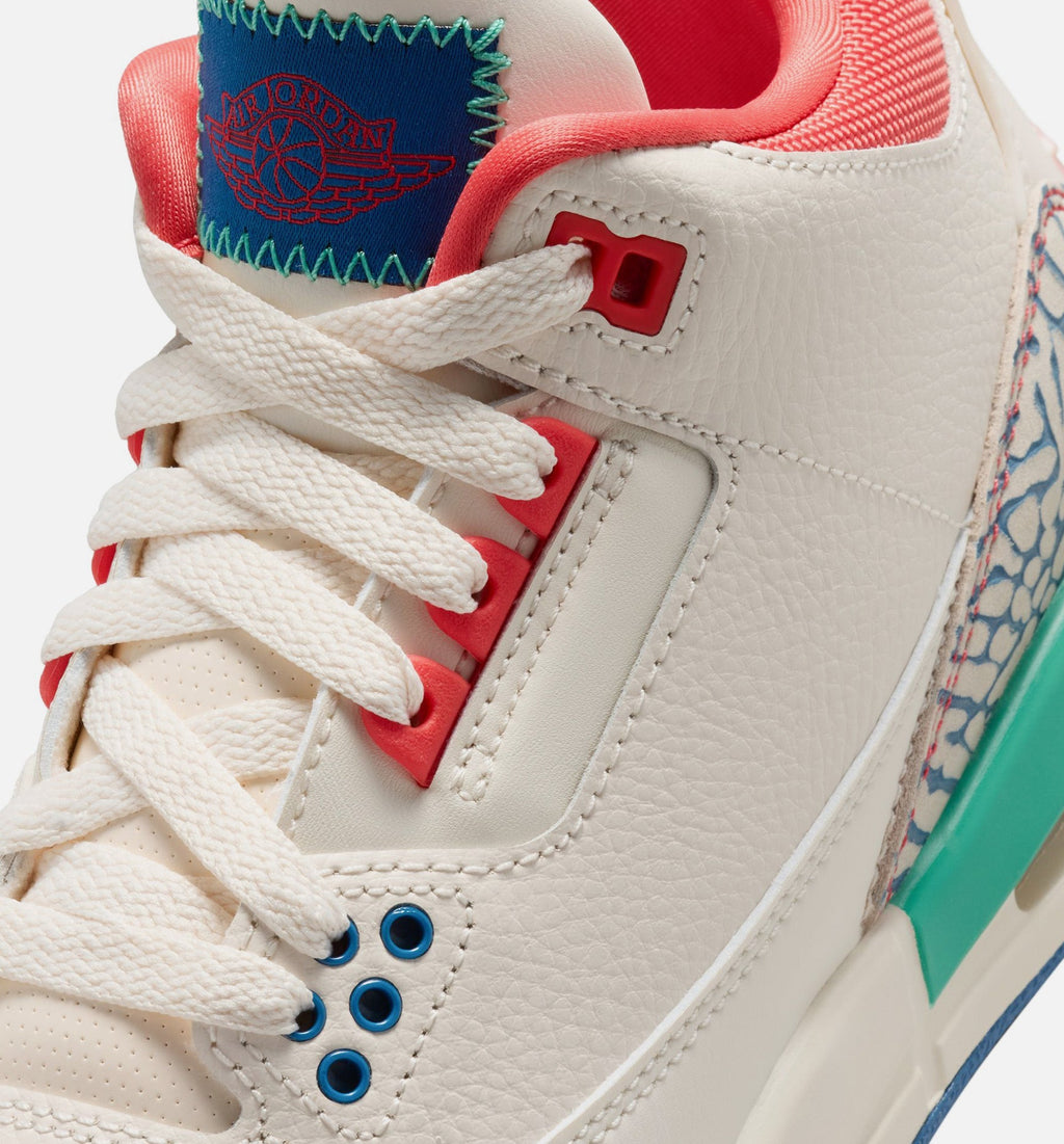 Air Jordan 3 Retro "Play Your Way" Big Kids' Shoe – Chalk/Track Red/True Blue/Kinetic Green