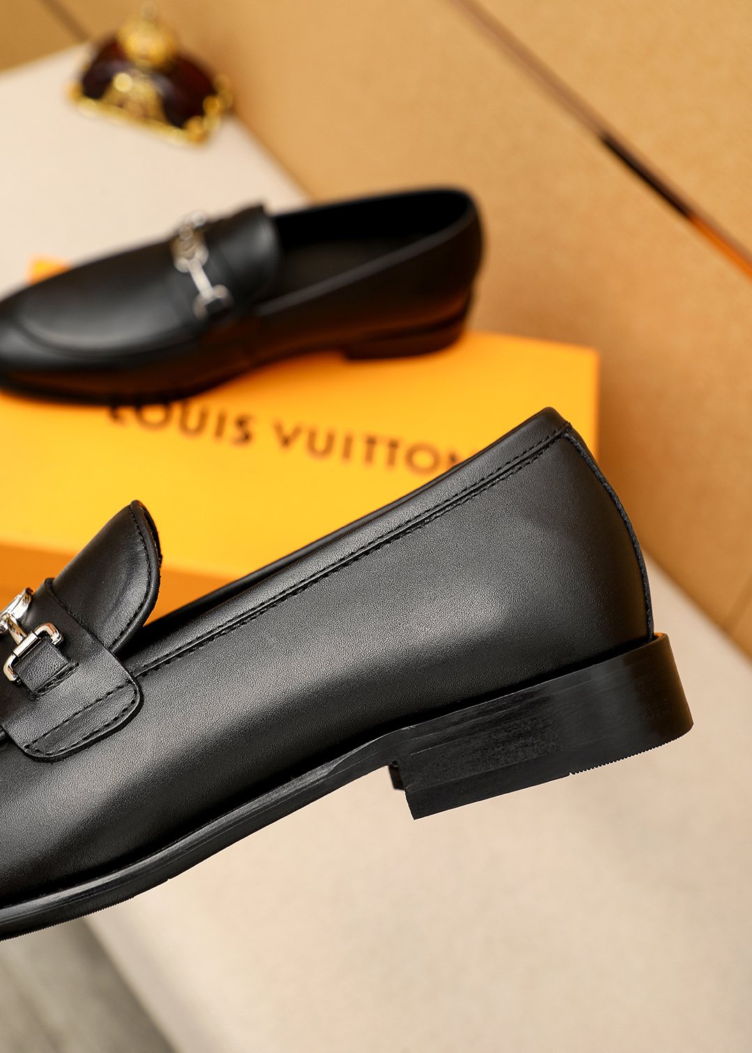 Louis Vuitton Black Leather Loafers