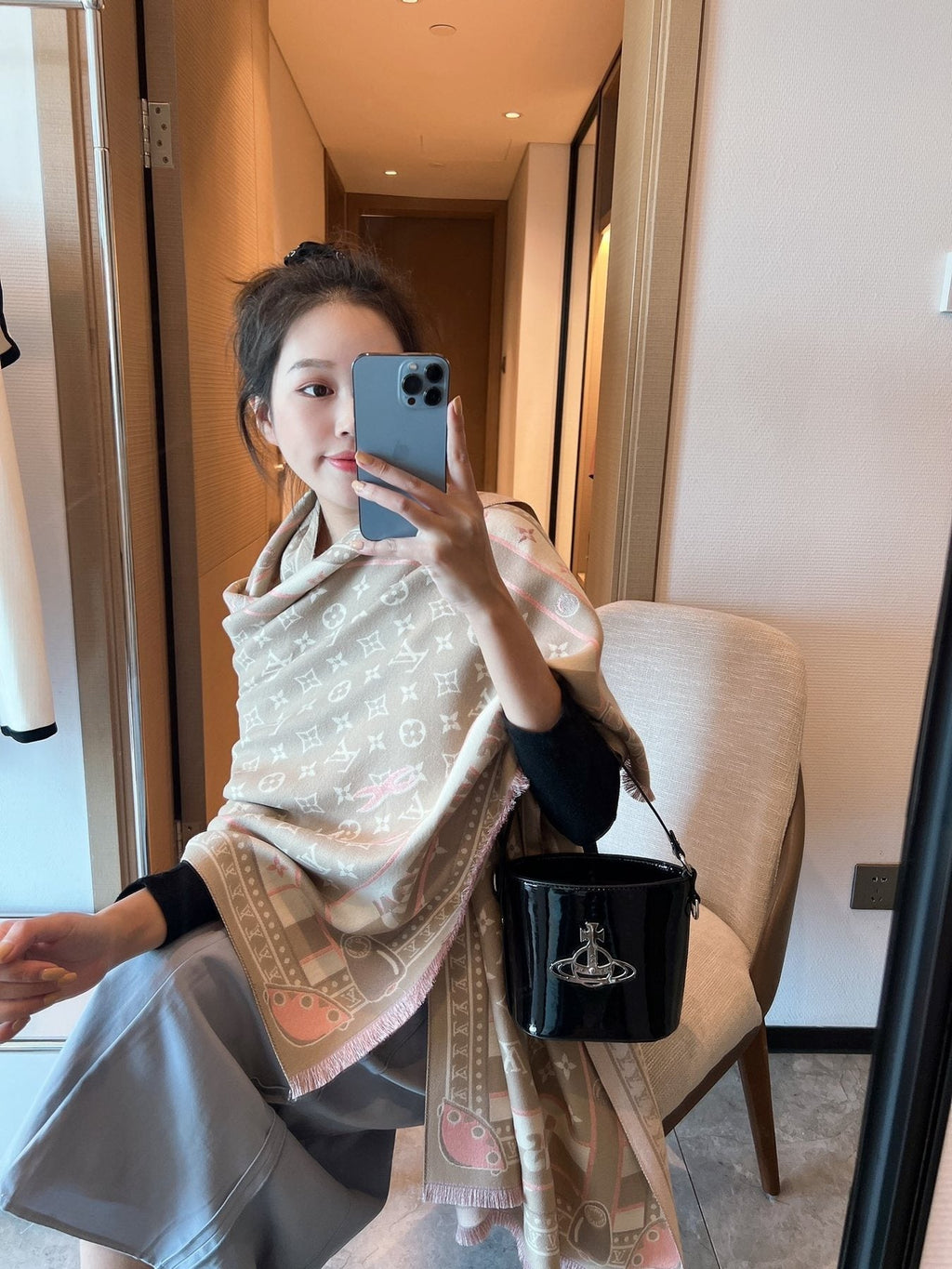 Louis Vuitton Monogram Fringe Scarf