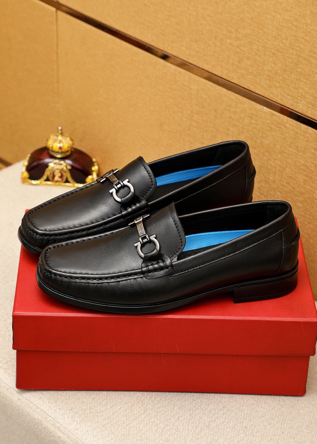 Ferragamo Black Metal-Bit Loafers - Apron Toe