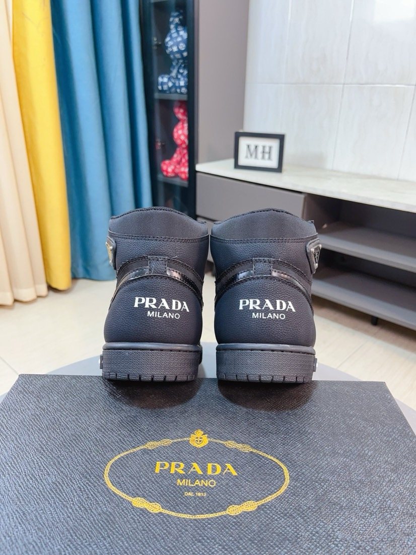 Prada Dark Charcoal High-Top Sneakers