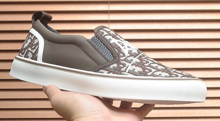 Dior Taupe Patterned Slip-On Sneakers