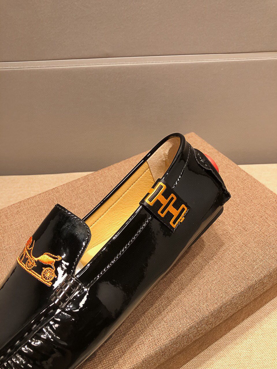 Hermès Black Glossy Hardware Loafers