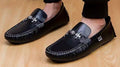 Versace Black Metal-Accent Loafers