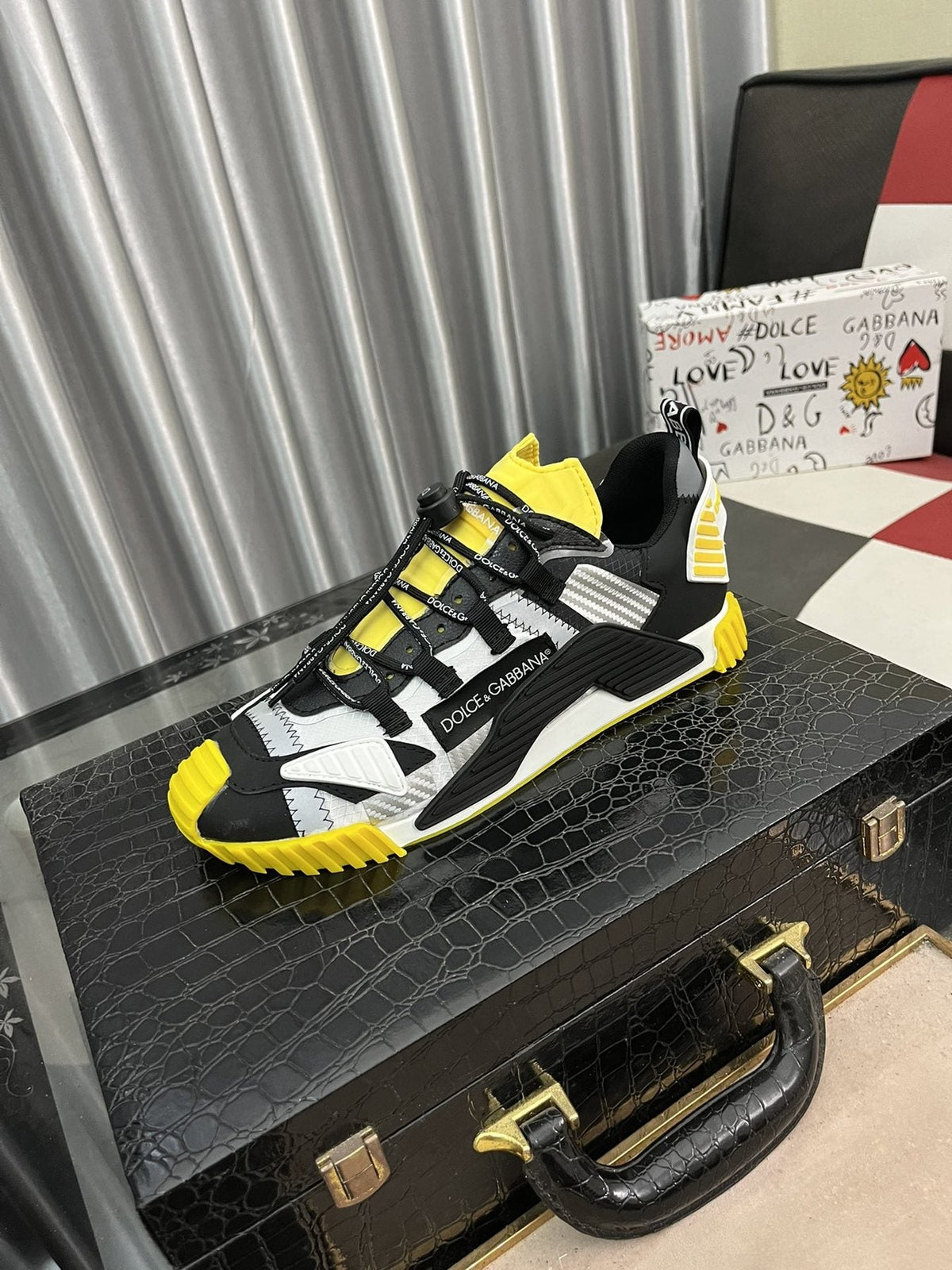 Dolce & Gabbana Black, White & Yellow Sneakers