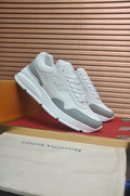 Louis Vuitton White and Light Gray Low-Top Sneakers - Rubber Outsole