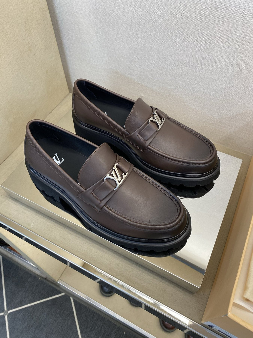 Louis Vuitton Men's Metal Logo Loafers