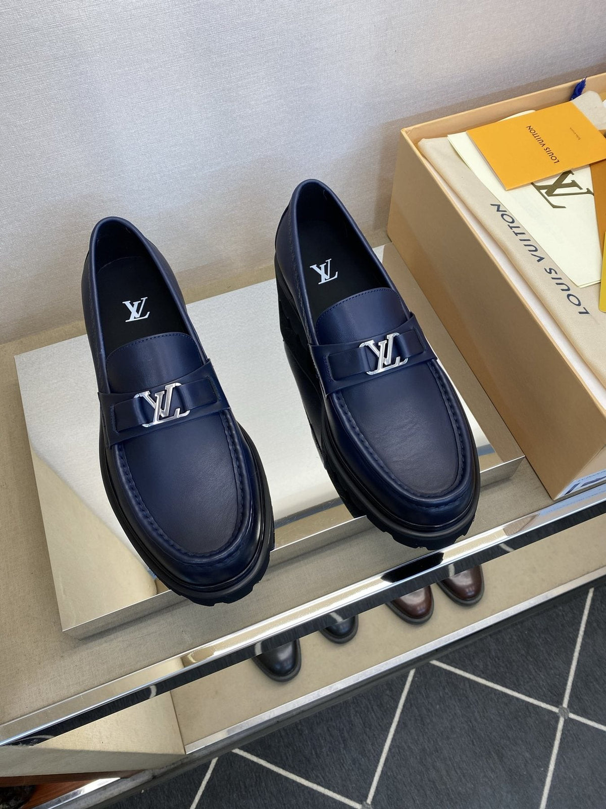 Louis Vuitton Men's Metal Logo Loafers
