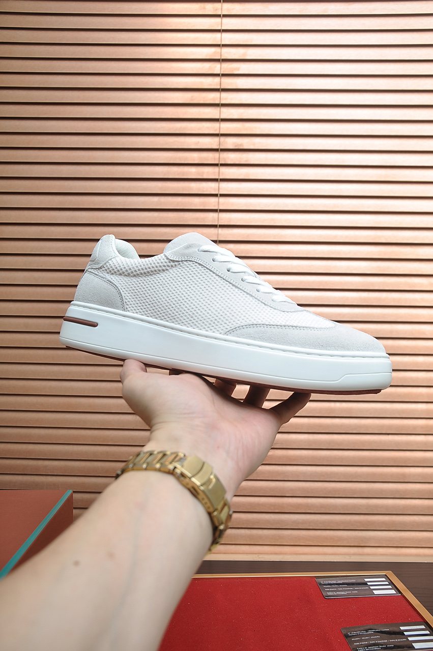 Loro Piana Textured Lace-Up Sneakers