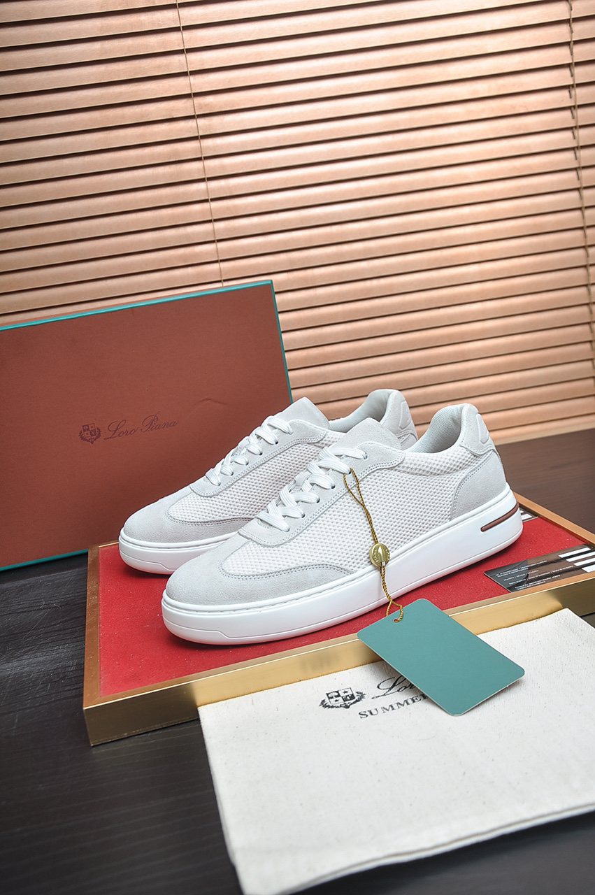 Loro Piana Textured Lace-Up Sneakers