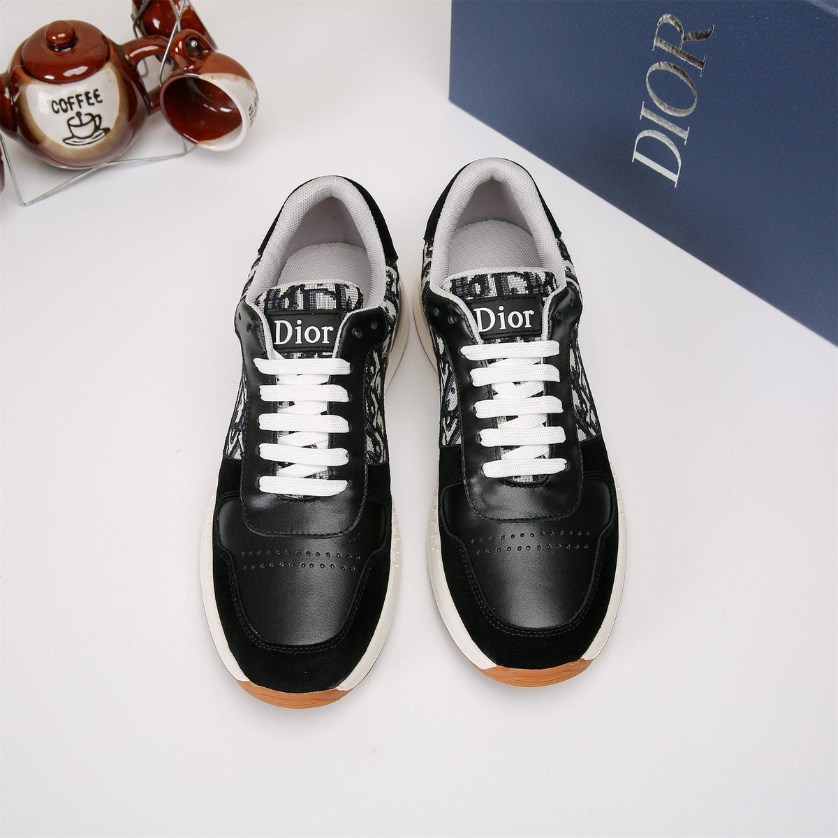 Dior White, Black & Tan Low-Top Sneakers