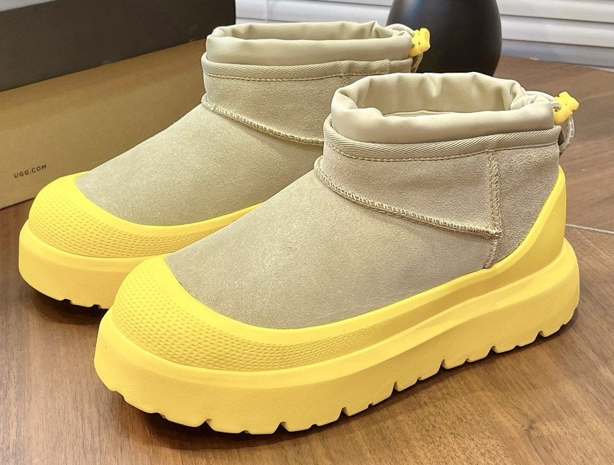 UGG Contrast-Toe Drawstring Ankle Boots