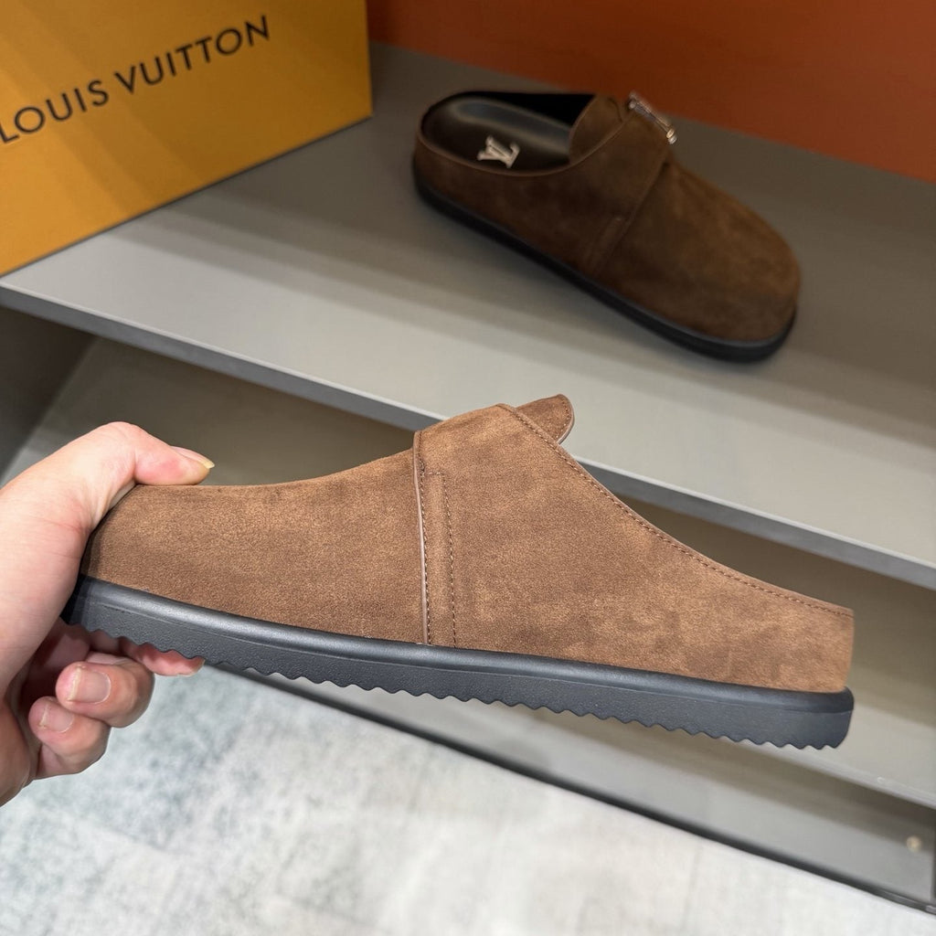 Louis Vuitton Easy Suede Slip-On Sandals