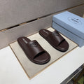 Prada Men's Triangle Detail Slide Sandals