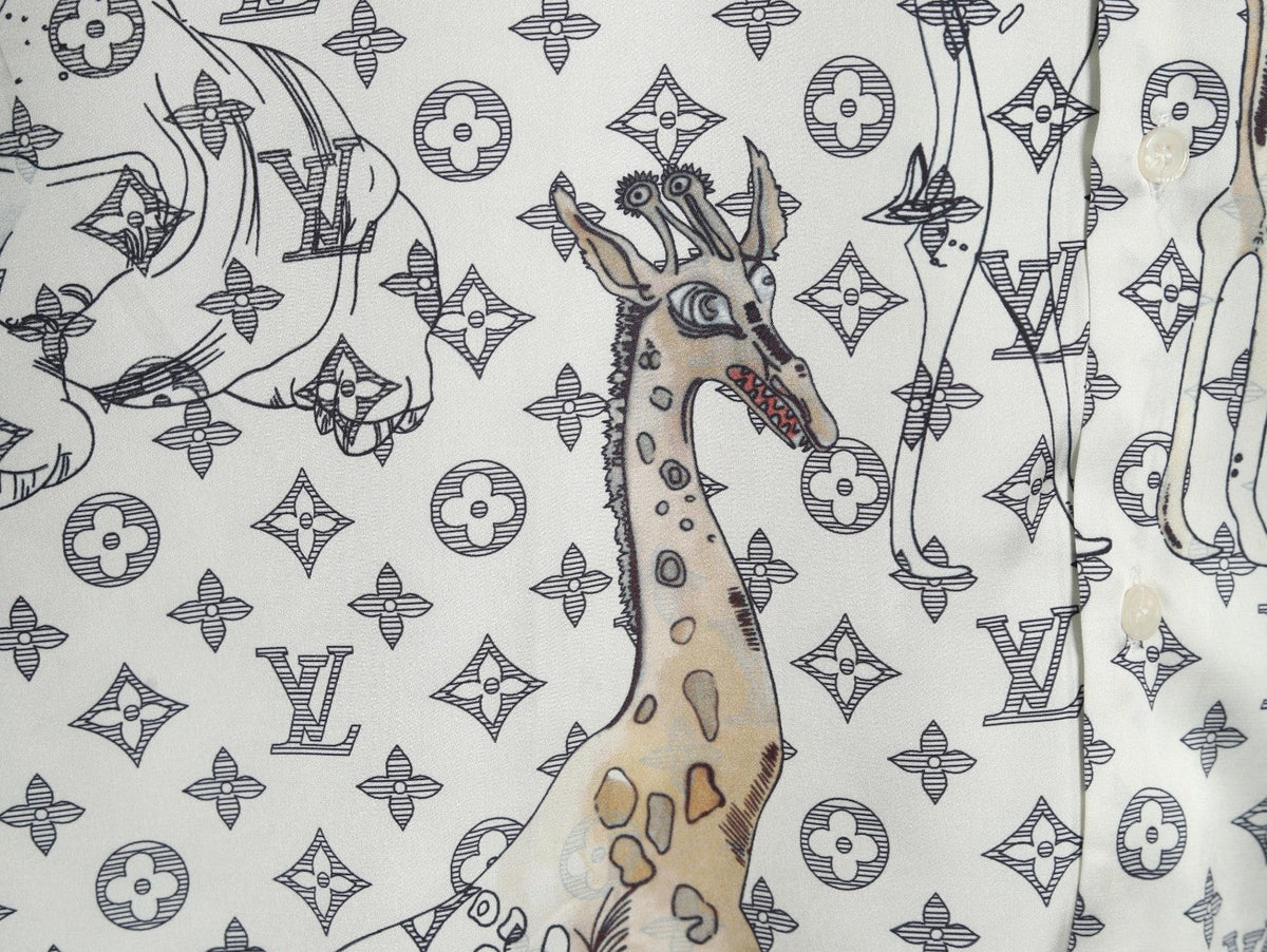 Louis Vuitton Animal and Monogram-Style Long-Sleeve Shirt - White