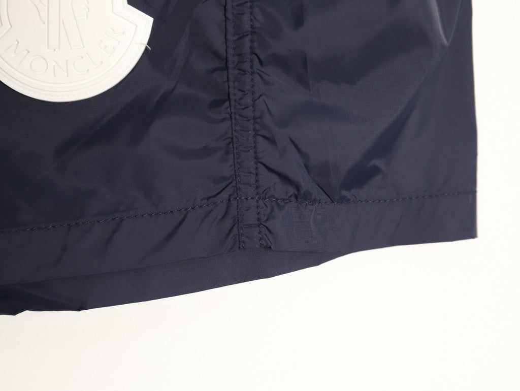 Moncler White-Emblem Drawstring Shorts - Dark Navy